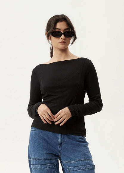 Mirage Bamboo - Sheer Long Sleeve Top - Black