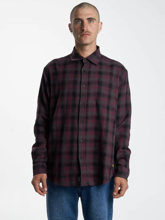 Thrills Union Check Long Sleeve Shirt - Wine