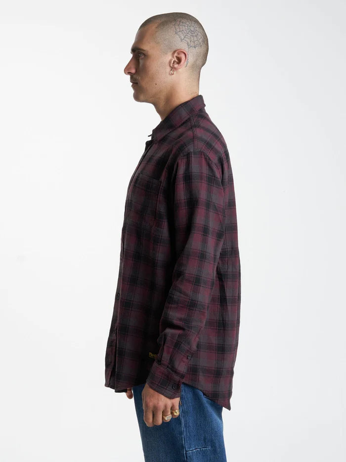 Thrills Union Check Long Sleeve Shirt - Wine