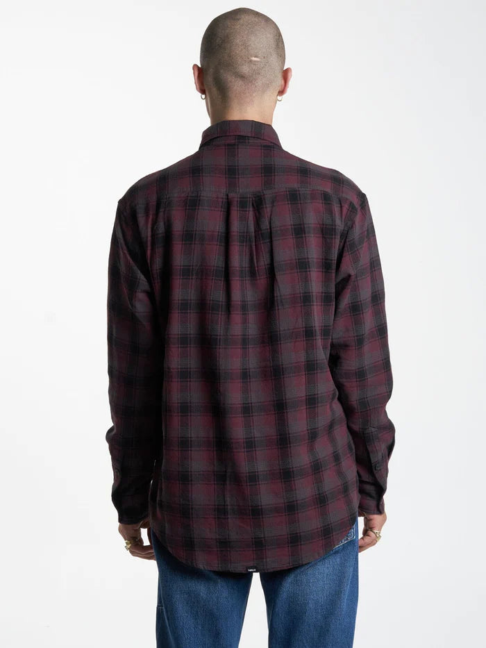 Thrills Union Check Long Sleeve Shirt - Wine