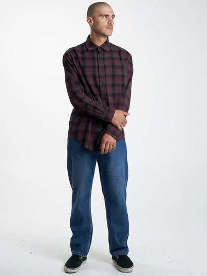 Thrills Union Check Long Sleeve Shirt - Wine