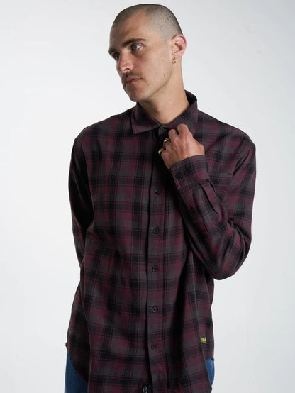 Thrills Union Check Long Sleeve Shirt - Wine