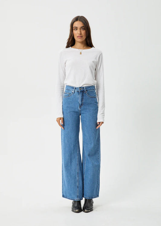 Gigi - Hemp Denim Flared Leg Jean - Worn Blue