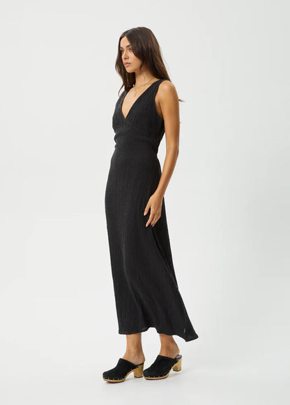 Focus - Seersucker Maxi Dress - Black