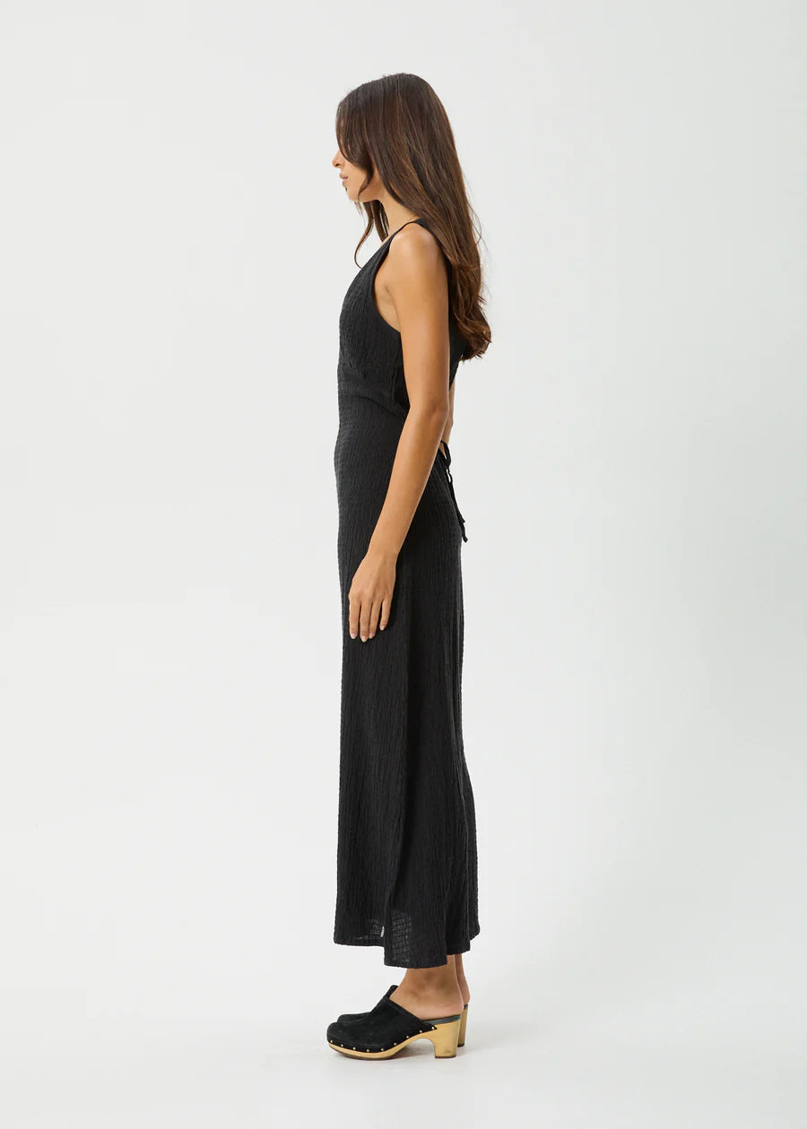 Focus - Seersucker Maxi Dress - Black