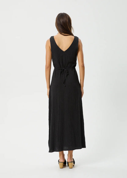 Focus - Seersucker Maxi Dress - Black