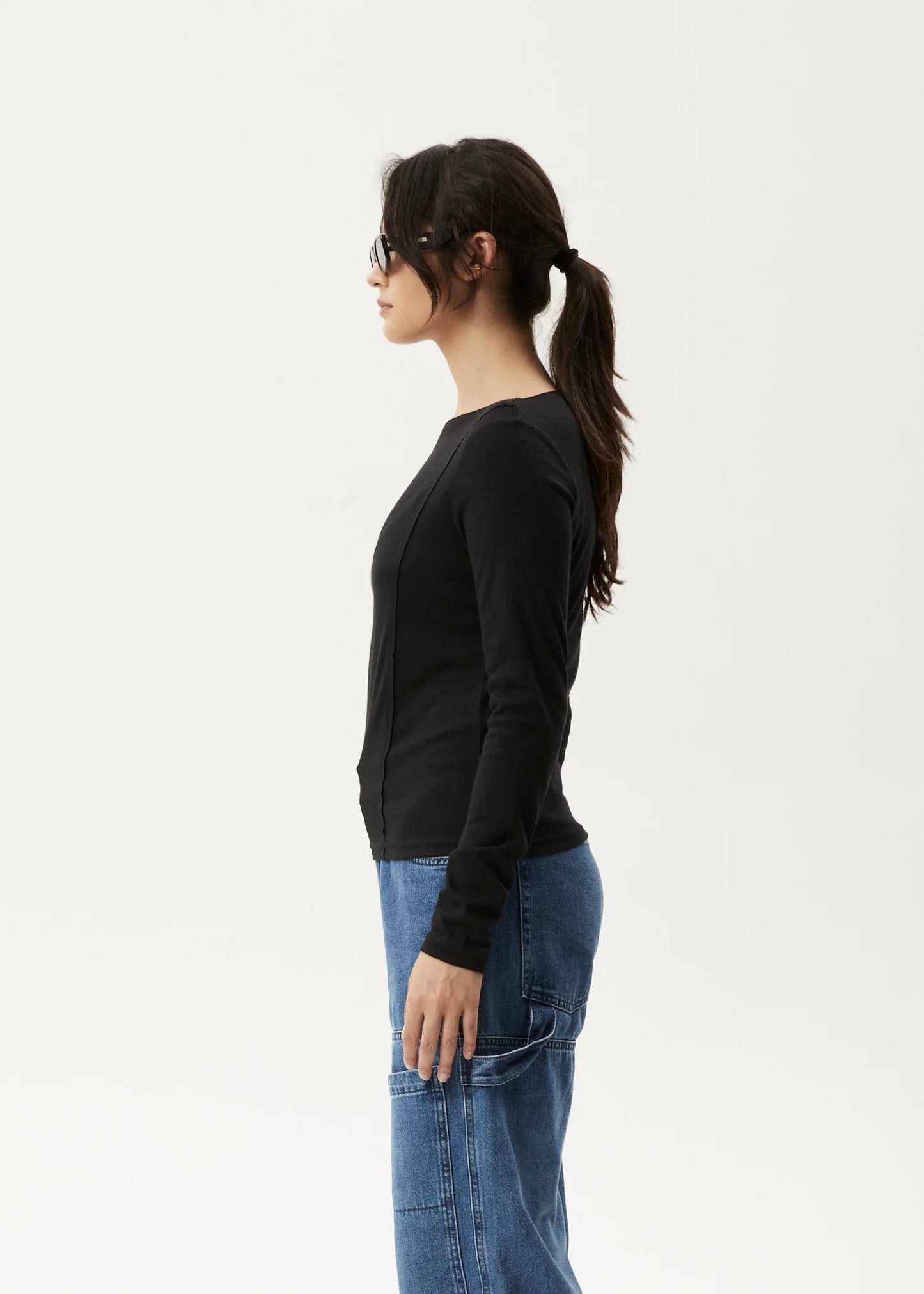 Mirage Bamboo - Sheer Long Sleeve Top - Black