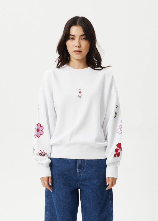 Flourish - Recycled Crew Neck - White