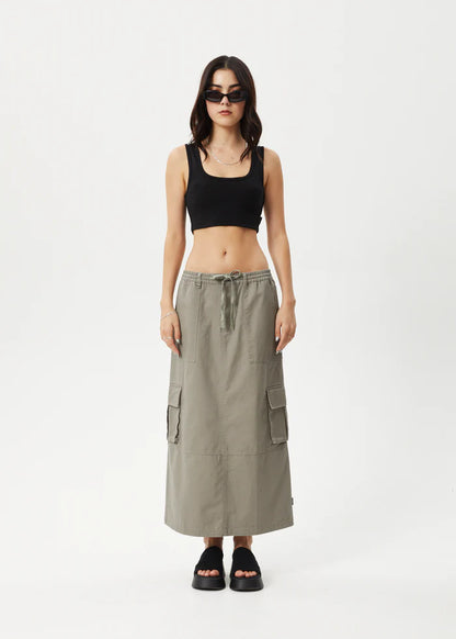 Tasman - Organic Cargo Maxi Skirt - Grey Olive