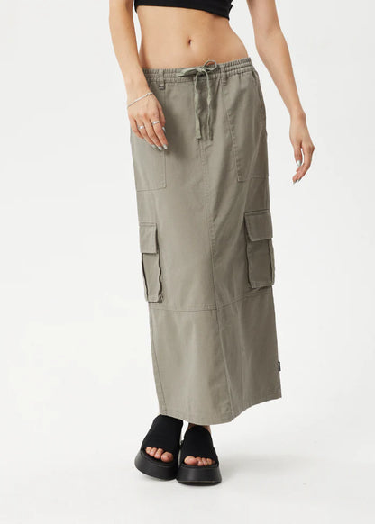 Tasman - Organic Cargo Maxi Skirt - Grey Olive