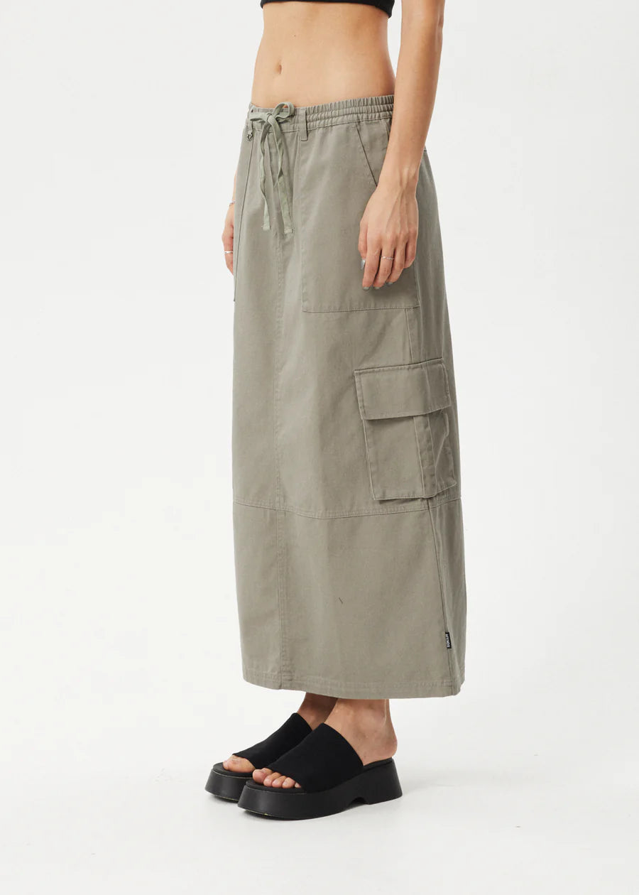 Tasman - Organic Cargo Maxi Skirt - Grey Olive