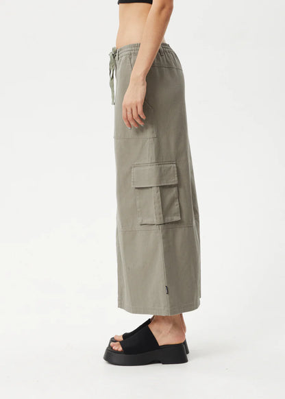 Tasman - Organic Cargo Maxi Skirt - Grey Olive