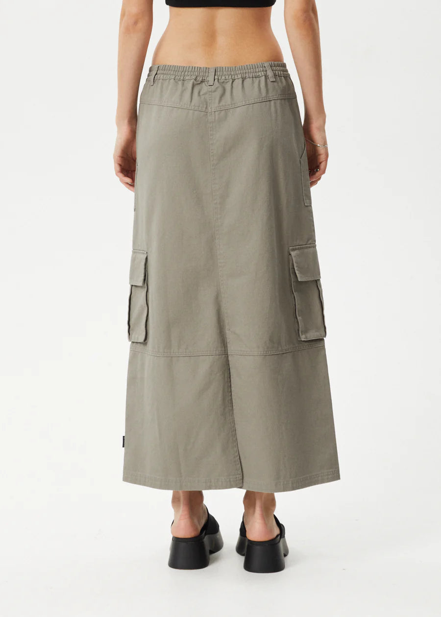 Tasman - Organic Cargo Maxi Skirt - Grey Olive