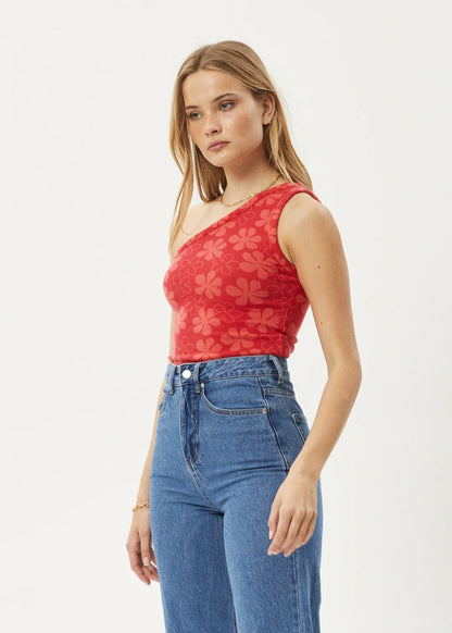 Valerie - One Shoulder Top - Tomato