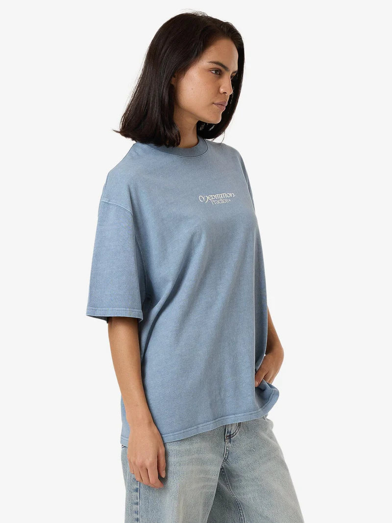 Meditation Practice Oversized Tee - Dusty Blue